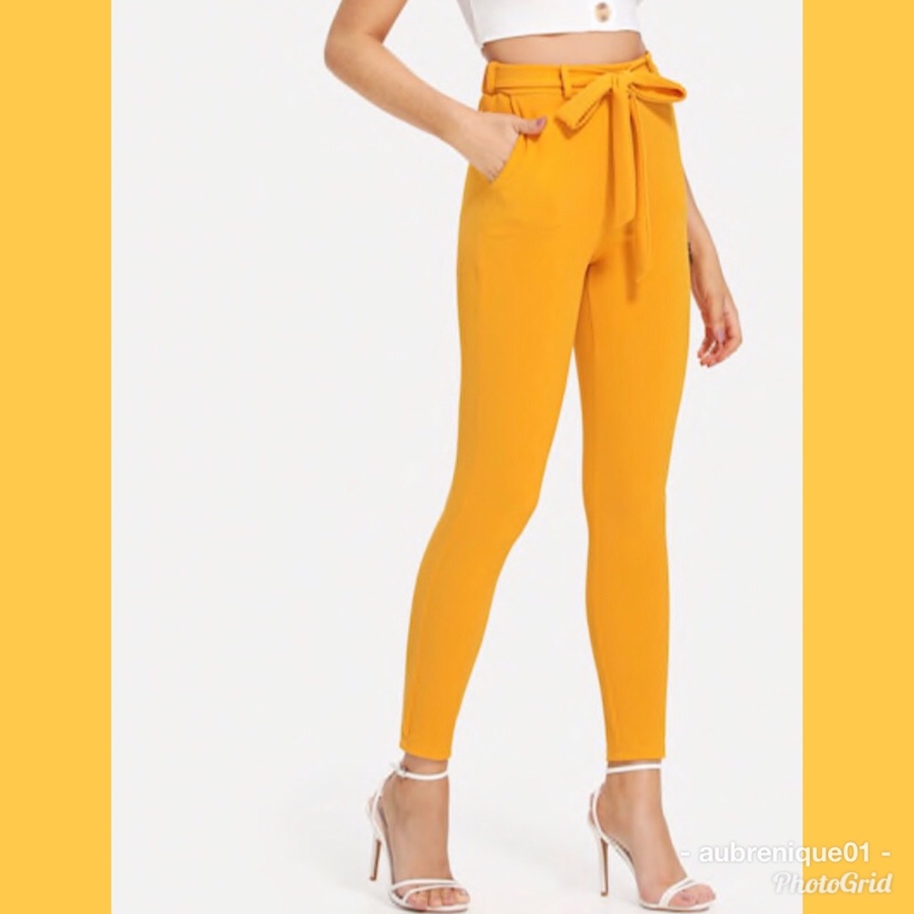 🆕Self Tie Solid Skinny Pants🆕